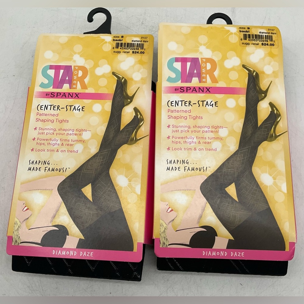 Star Power By Spanx Enter - Stage Patterned Shaping Tights Size B